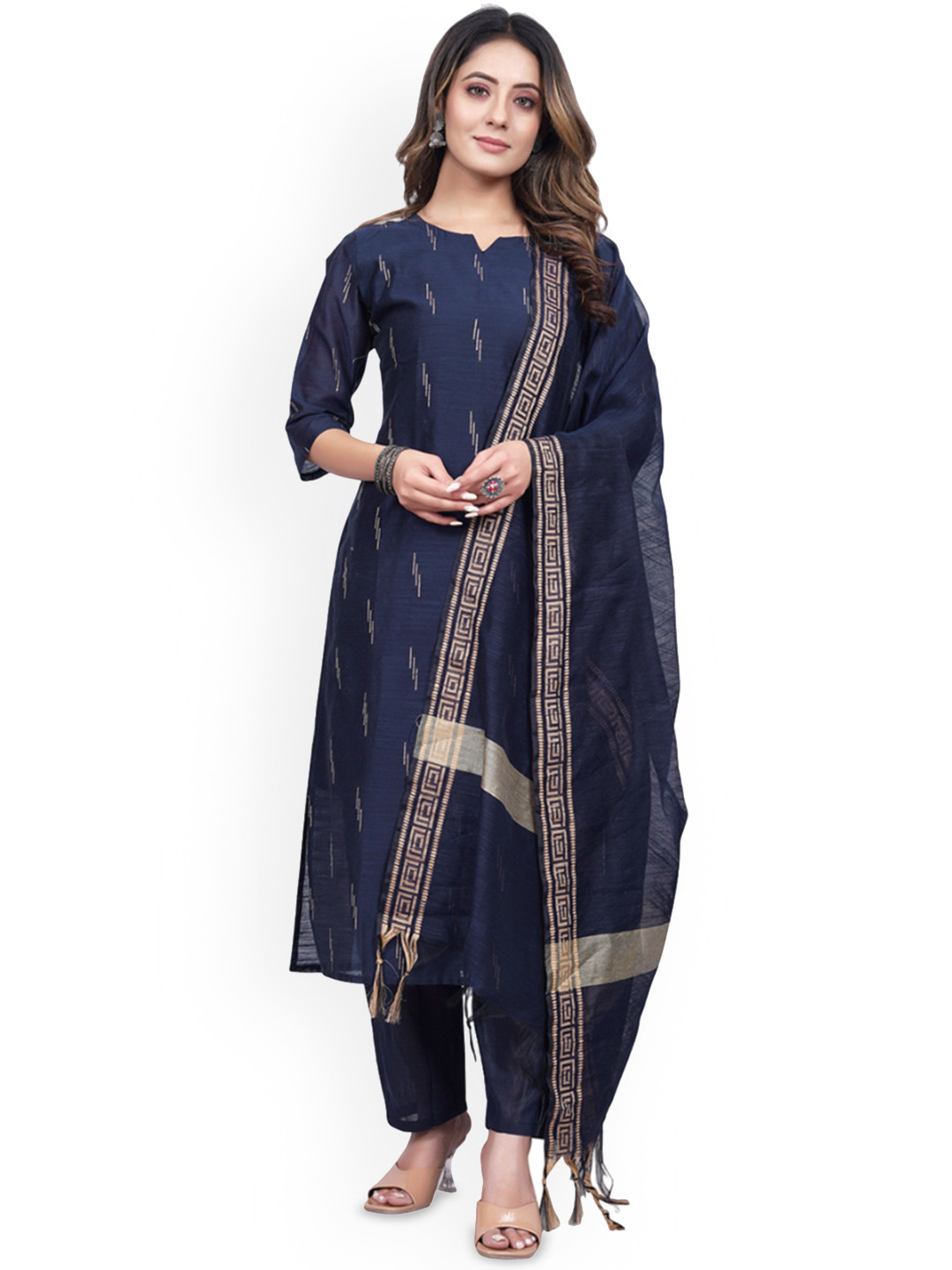 revika Women Angrakha Gotta Patti Kurta with Trousers & With Dupatta