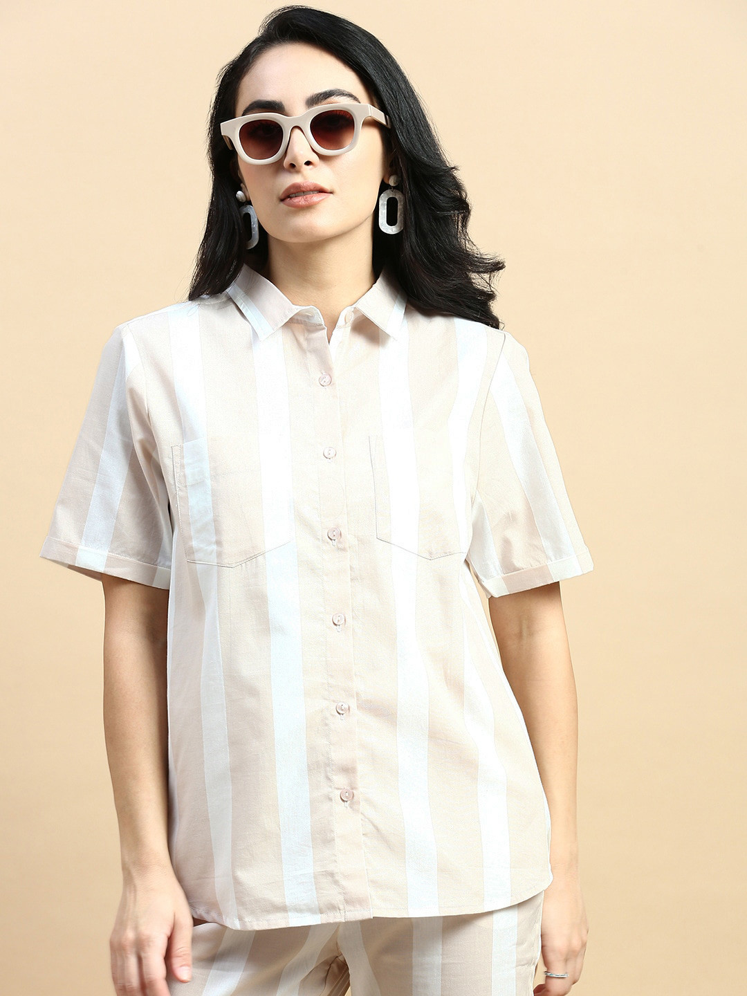 De Moza Vertical Stripes Cotton Casual Shirt