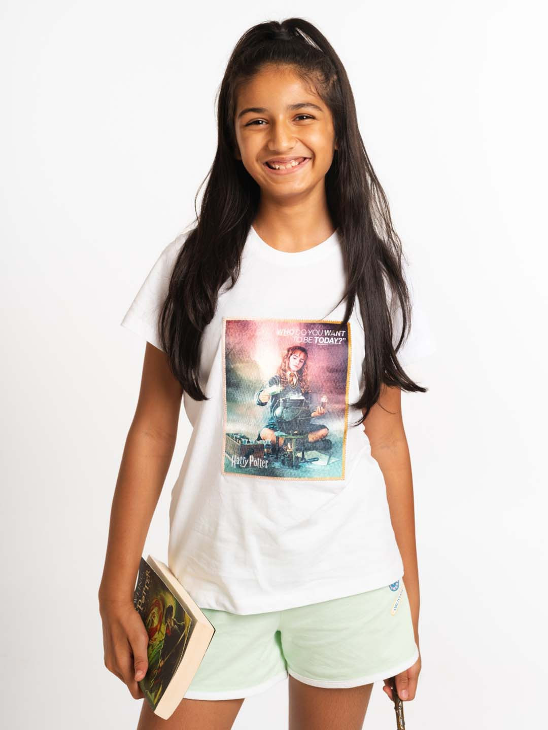 Nap Chief Girls Harry Potter Hermione Printed T-shirt With Shorts