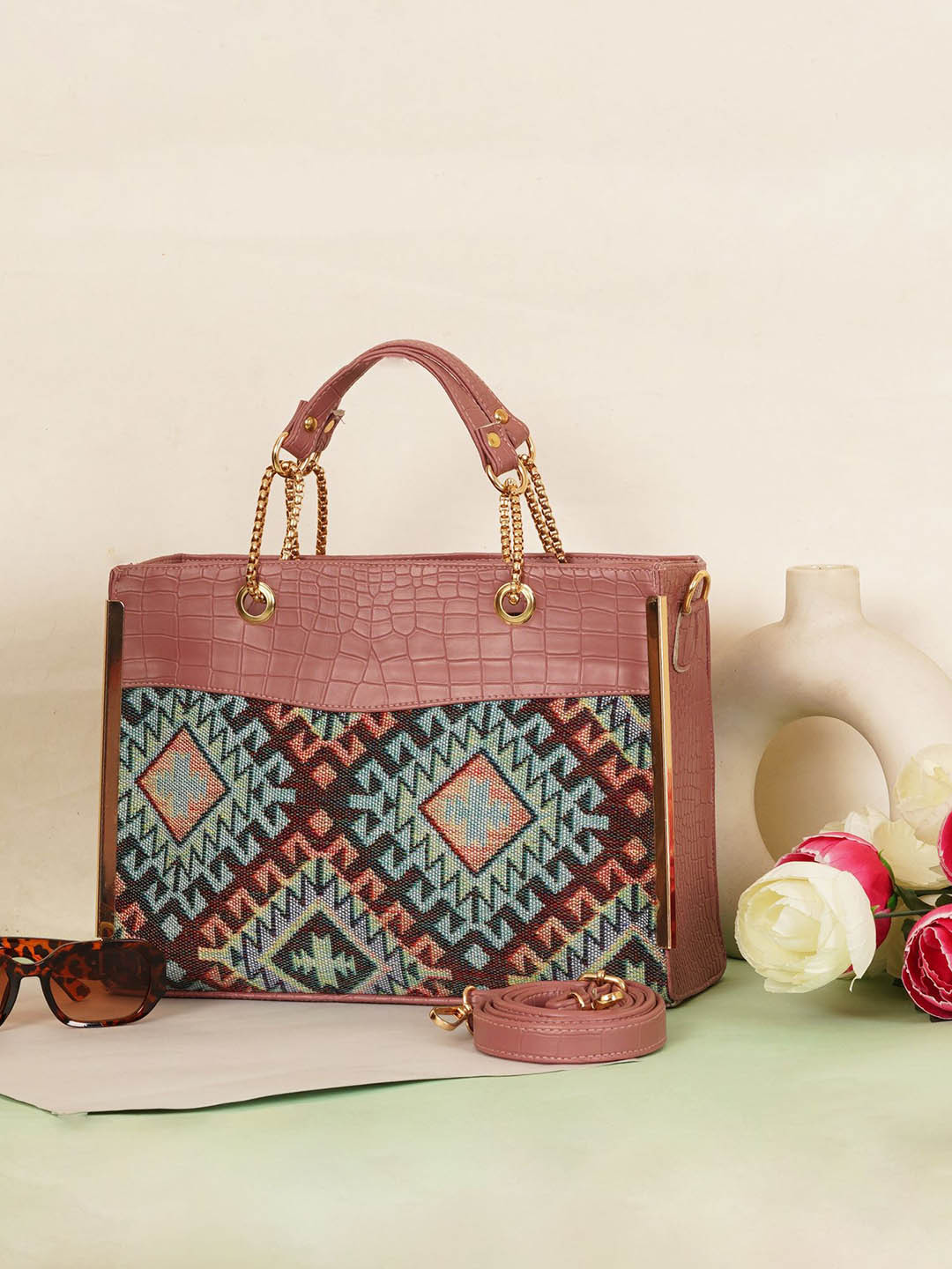 FABBHUE Women Textured Bucket Handheld Bag