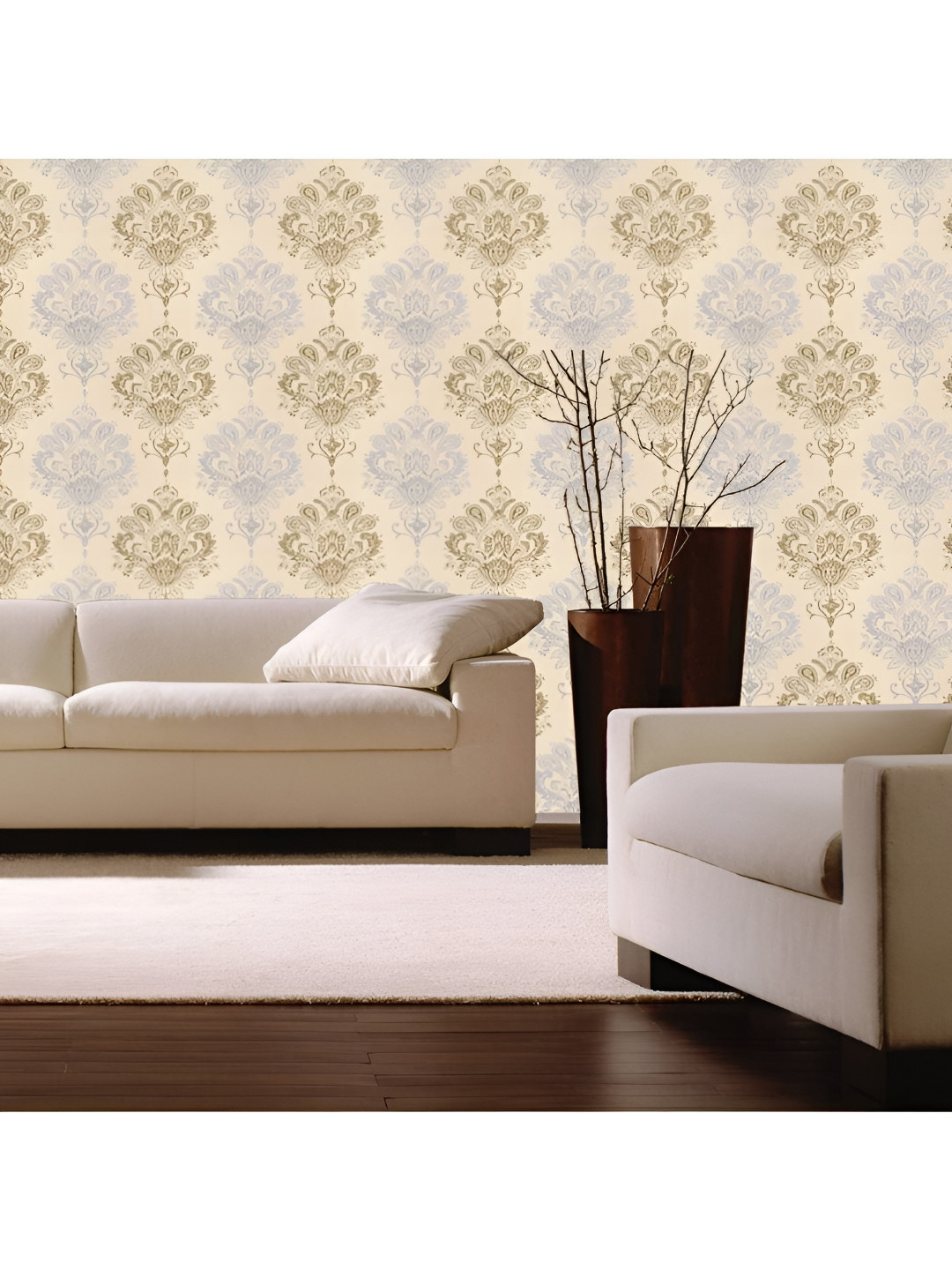 Asian royal Cream & Grey Floral Self Adhesive Heat Resistant Waterproof Wall Sticker