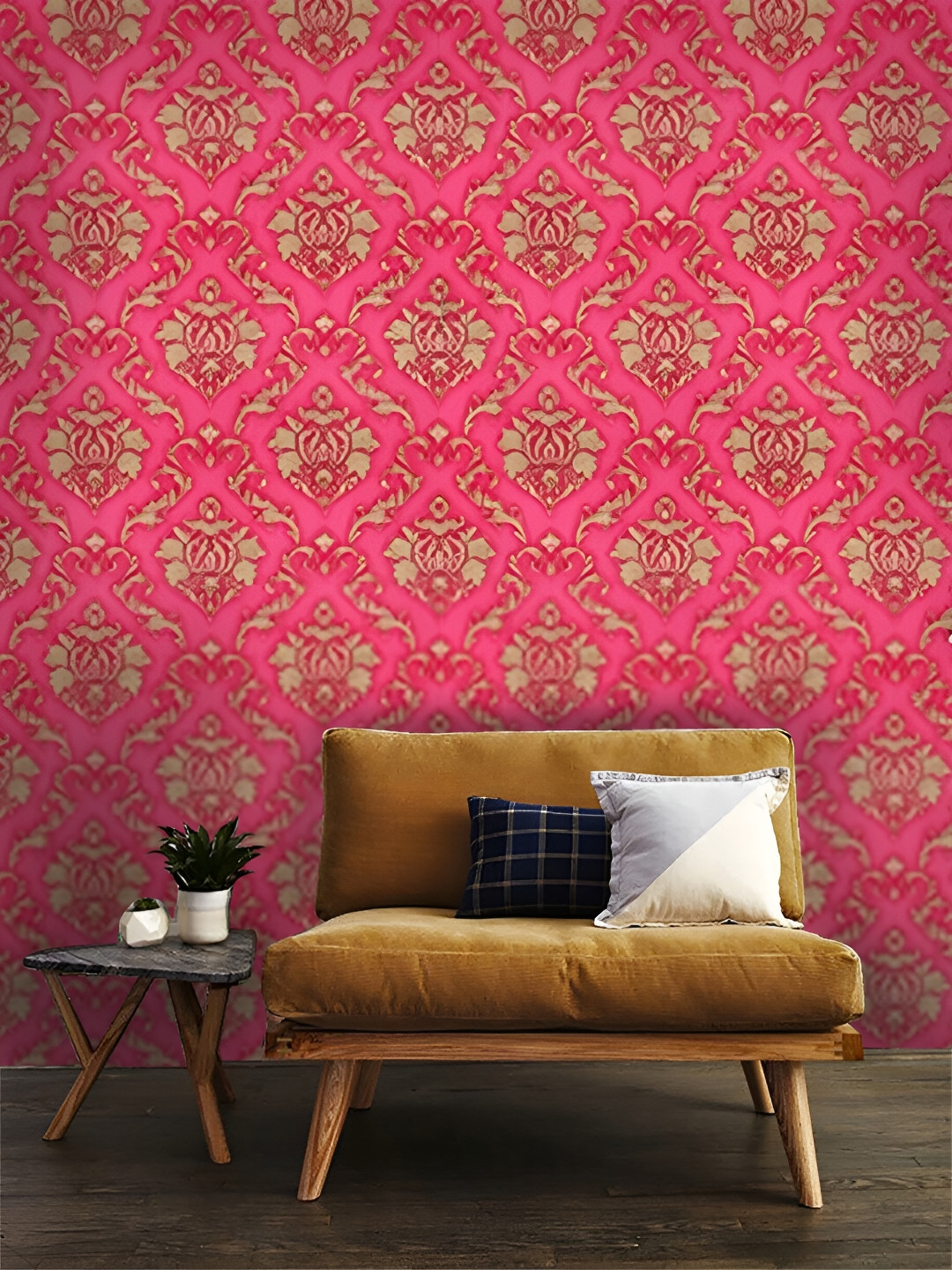 Asian royal Pink Floral Printed Self Adhesive Heat Resistant Waterproof Wall Sticker