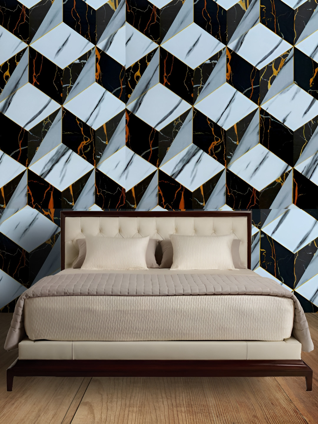 Asian royal Blue & Black Printed Self Adhesive Waterproof Wall Sticker