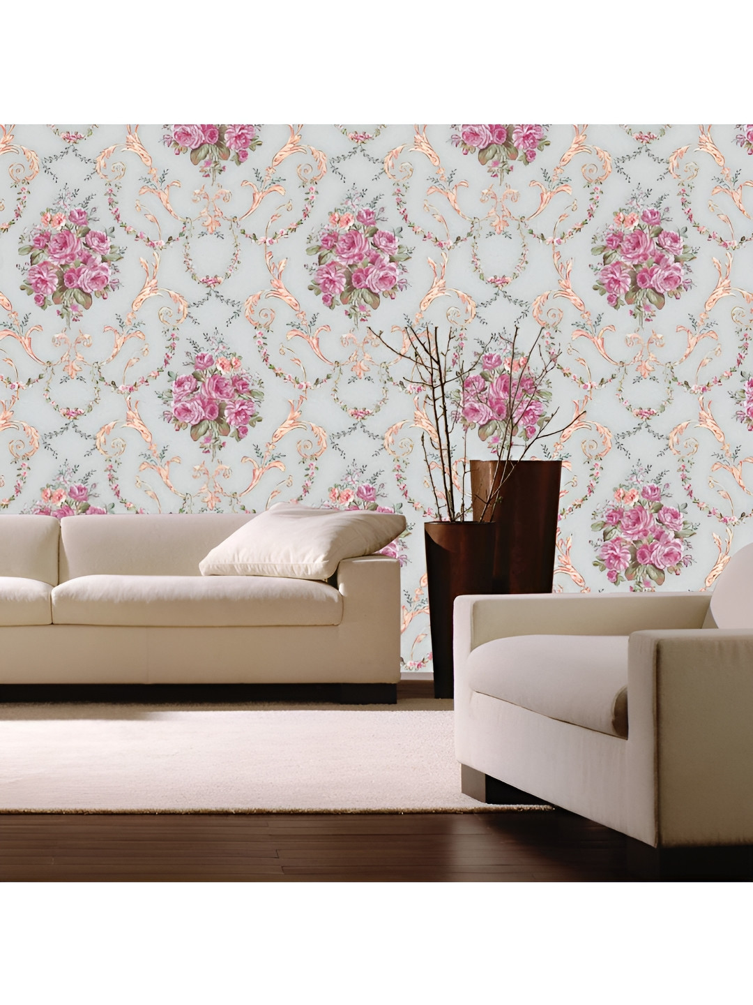 Asian royal Pink Floral Printed Self Adhesive Heat Resistant Waterproof Wall Sticker