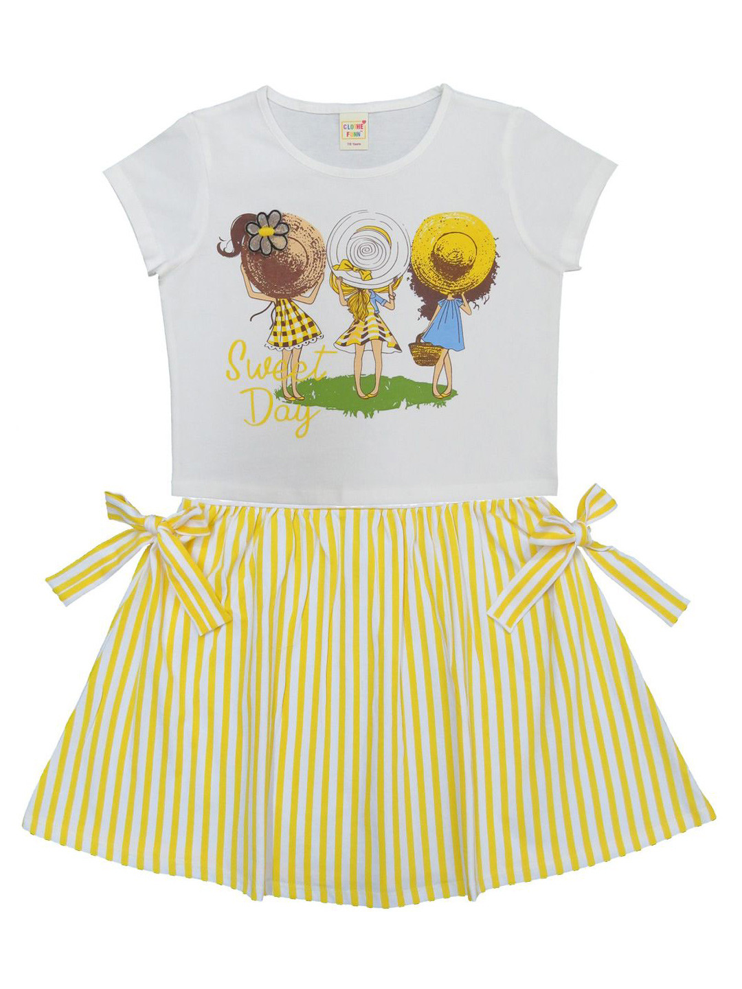 Clothe Funn Girls Print Round Neck Short Sleeves Fit & Flare Dress