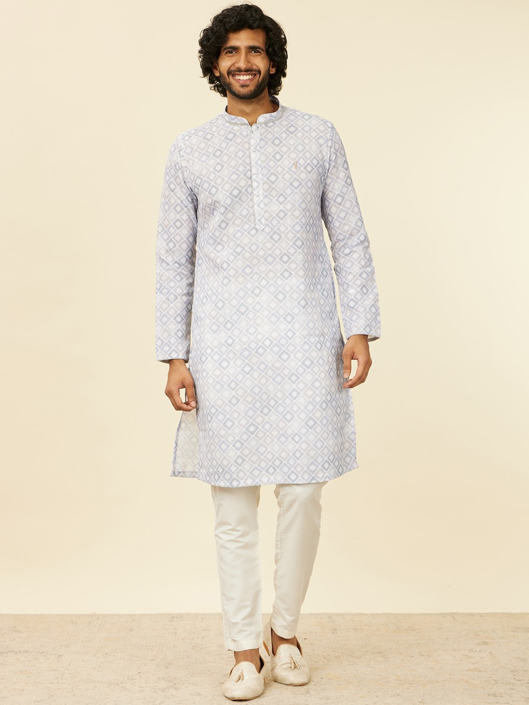 Manyavar Men Geometric Prints Long Sleeves Kurta