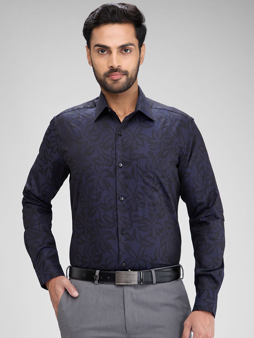Raymond Woven Design Pure Cotton Shirt