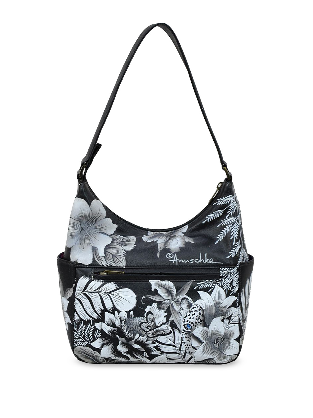 Anuschka Women Cleopatra's Leopard Hand Painted Leather Classic Hobo