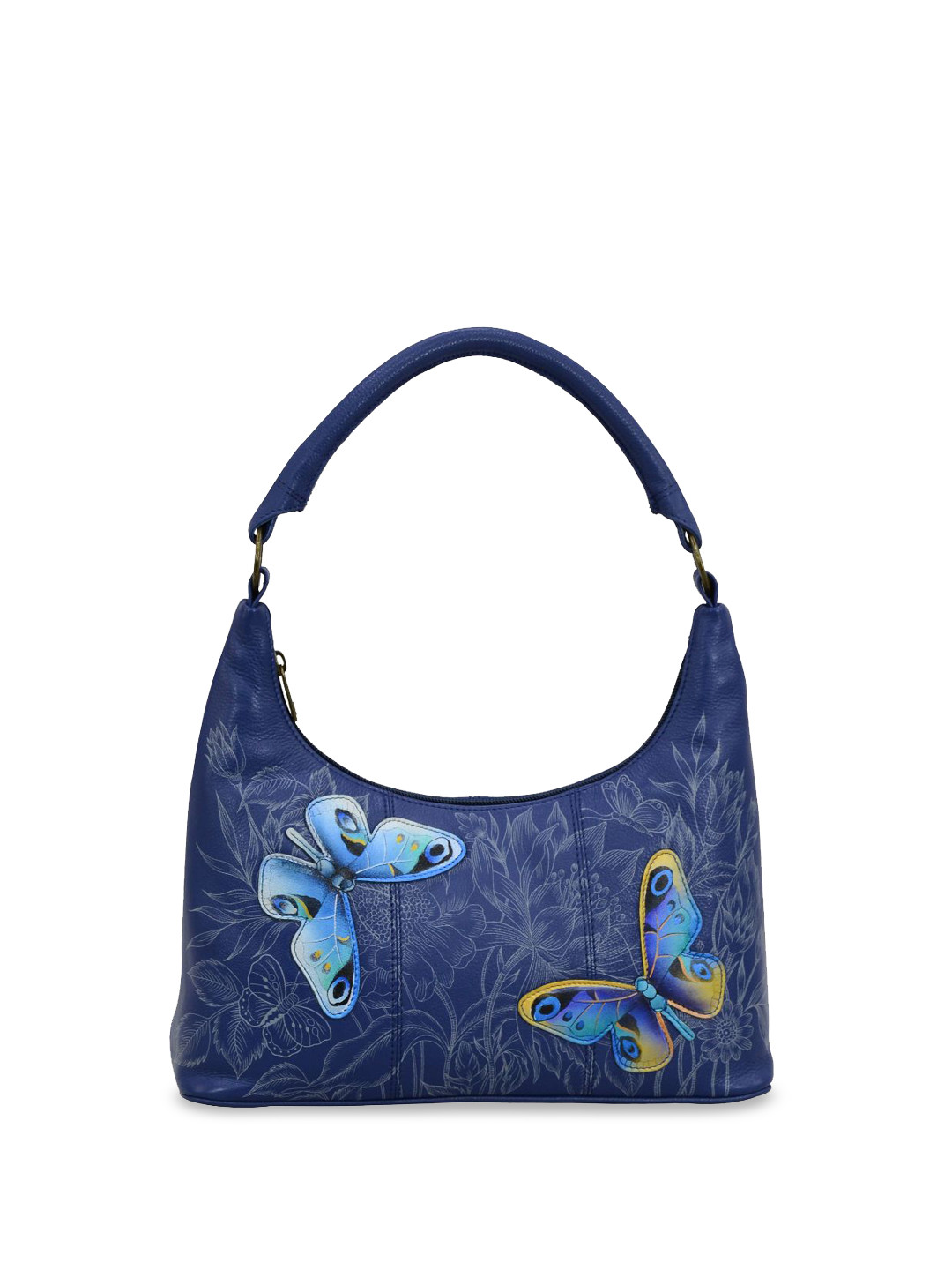 Anuschka Women Garden of Delights Hand Painted Leather Medium Zip Top Hobo