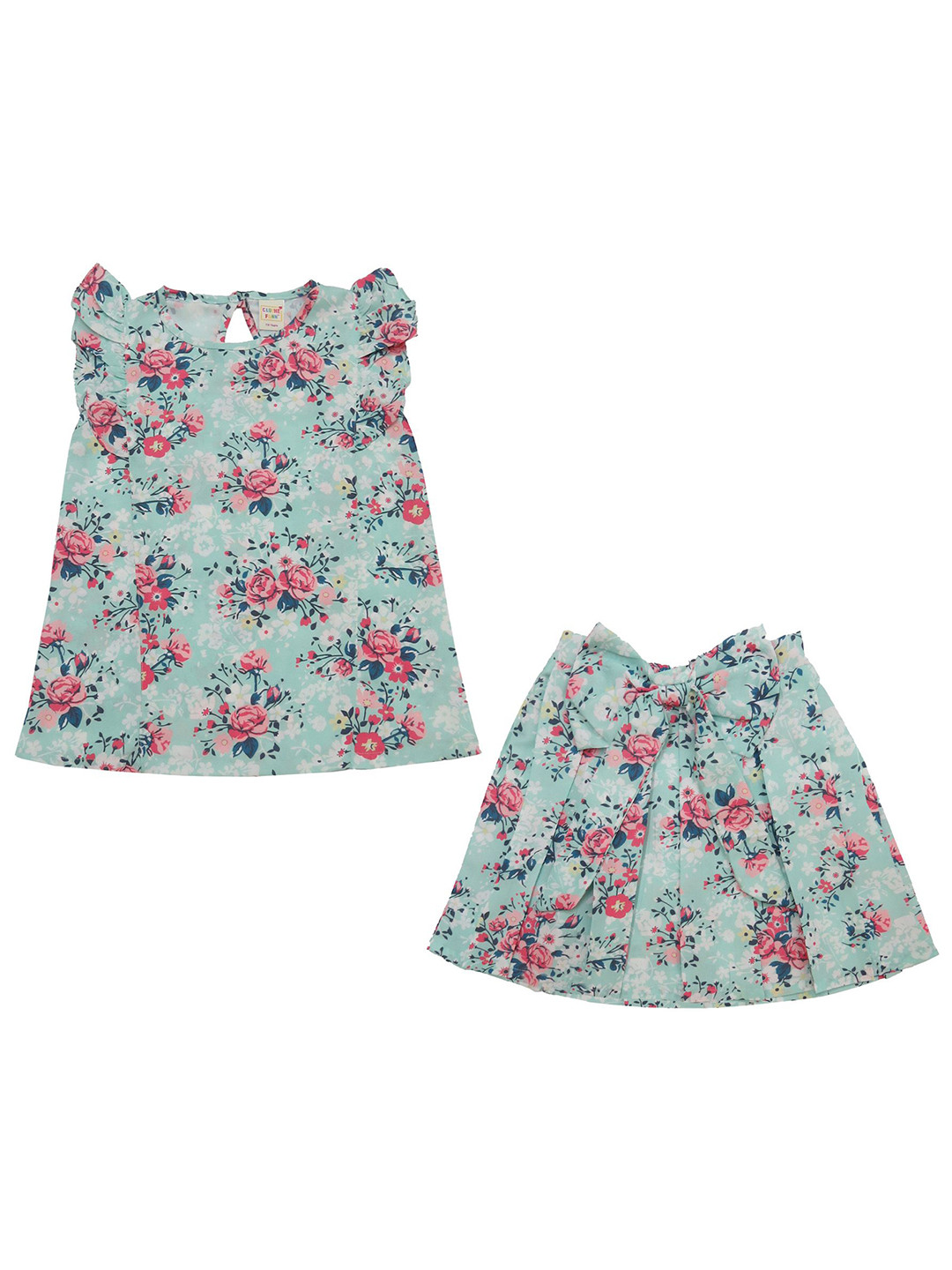 Clothe Funn Girls Printed Top with Skirt