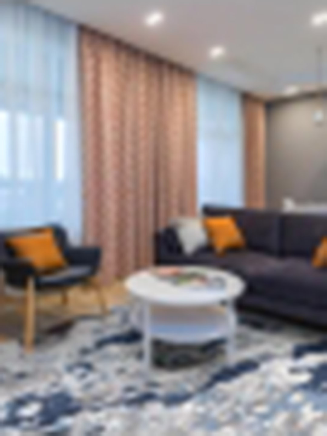 Sapana Carpet-Mats Blue & White Abstract Anti-Skid Carpet