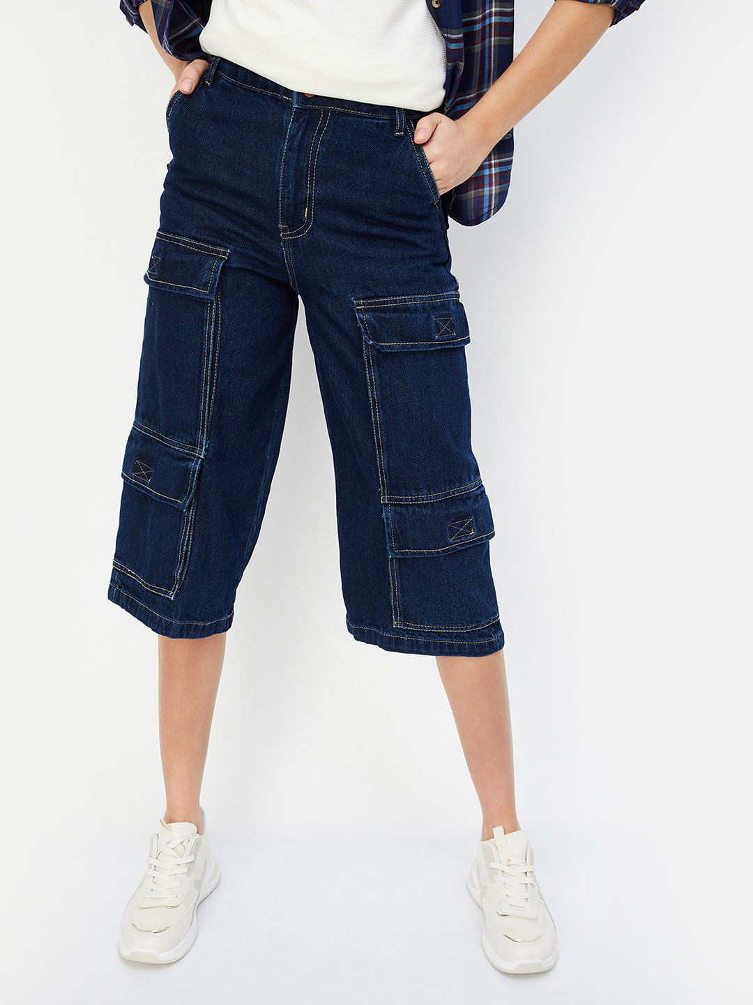 max Women Cotton Capris With Eight Pocket