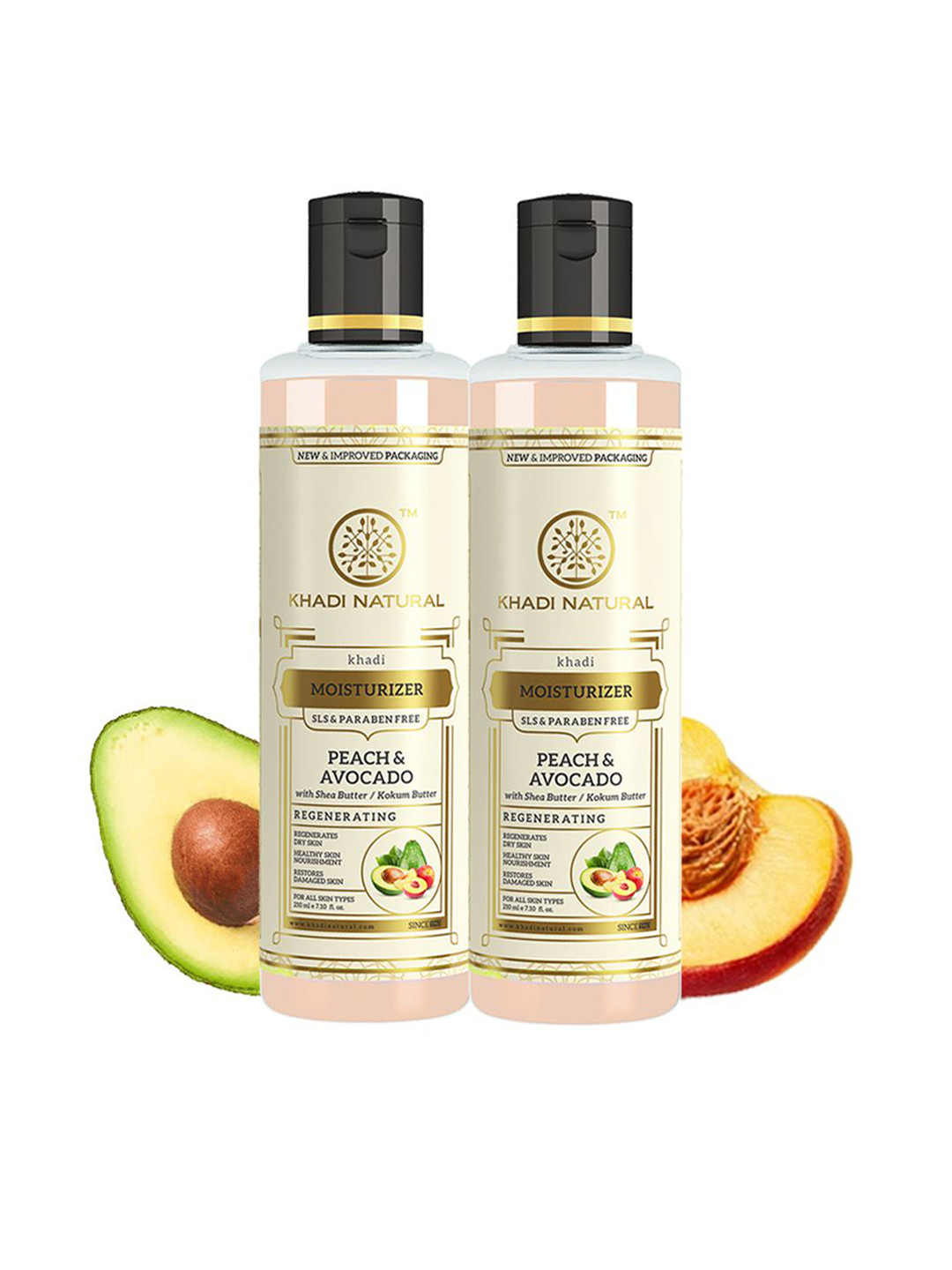Khadi Natural Set of 2 Peach & Avocado Moisturizer - 210 ml each