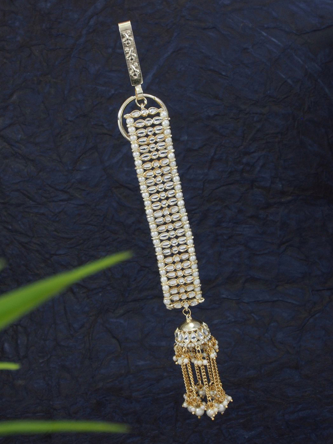 I Jewels Gold Plated & Pearl Beaded Waist Key Chain