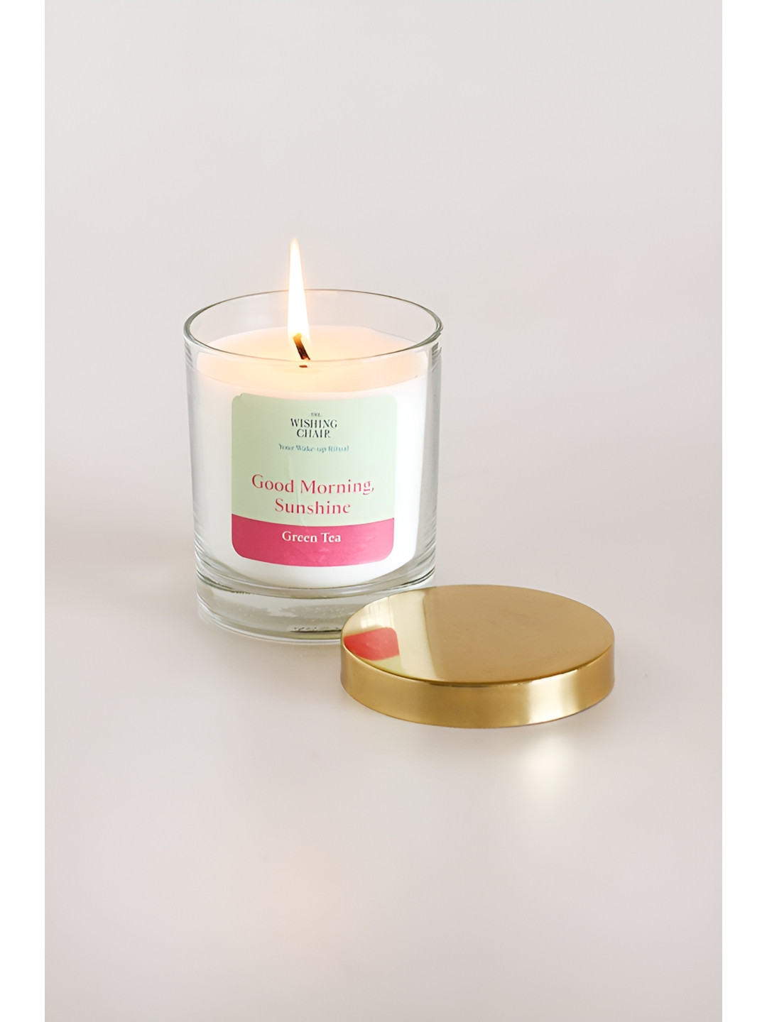 The Wishing Chair Good Morning Sunshine Green Tea Solid Geometric Regular Jar Candles