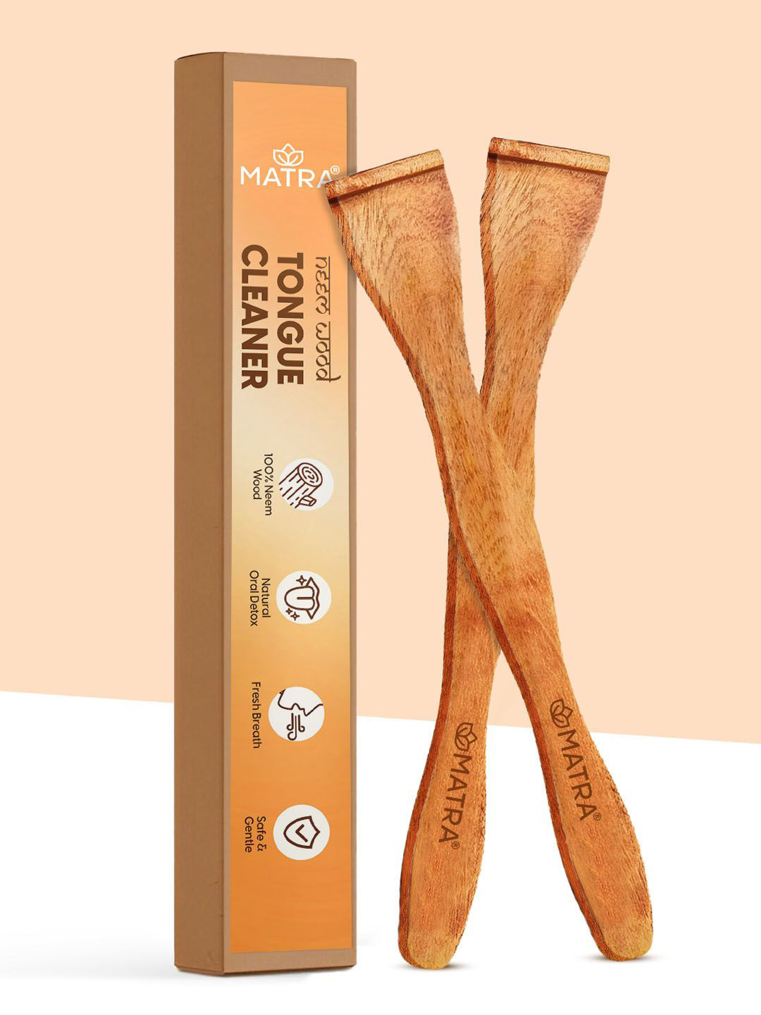 MATRA Set Of 2 Neem Wood Tongue Cleanser For Oral Hygiene