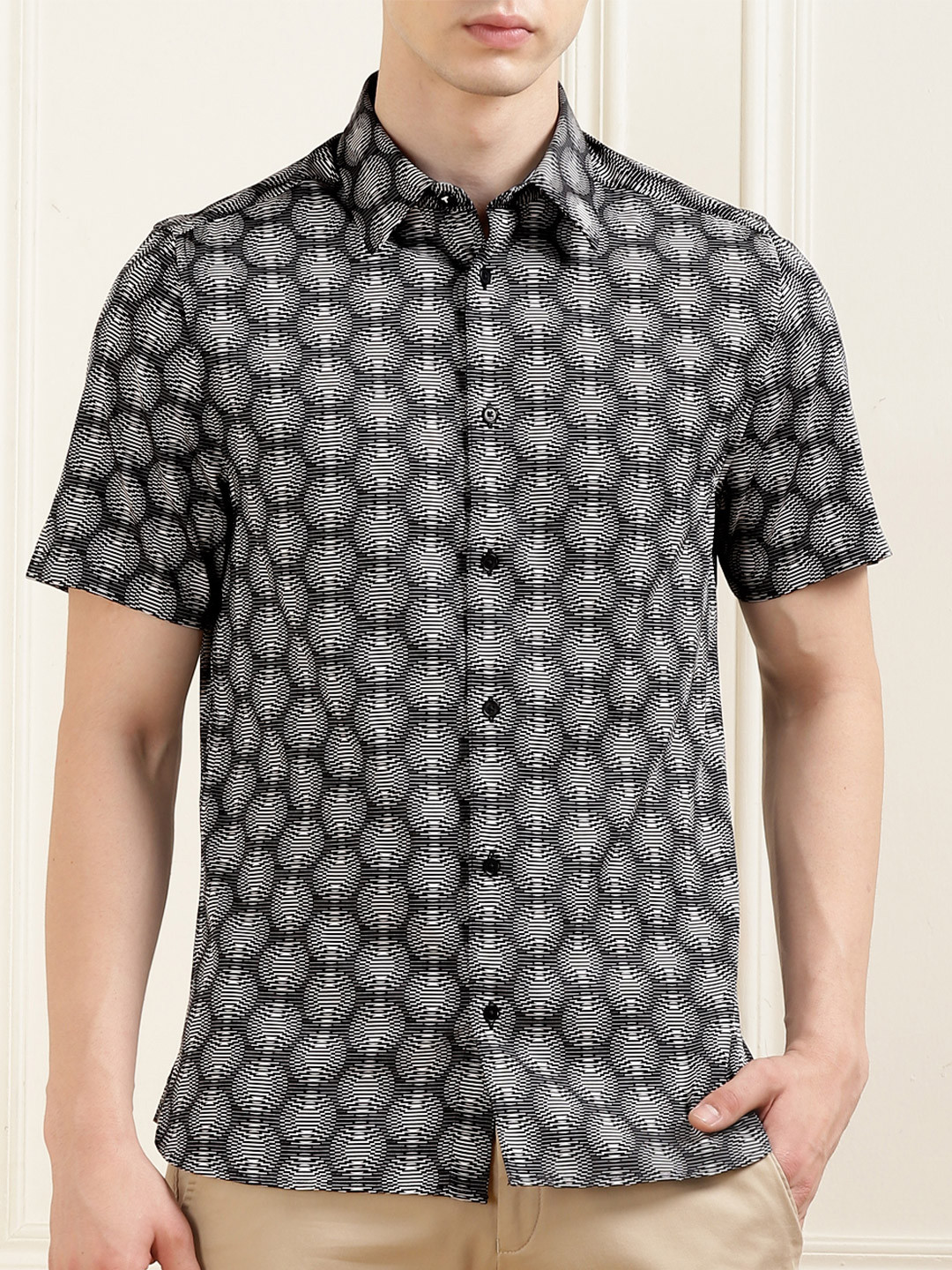 Ted Baker Geometric Opaque Printed Cotton Casual Shirt