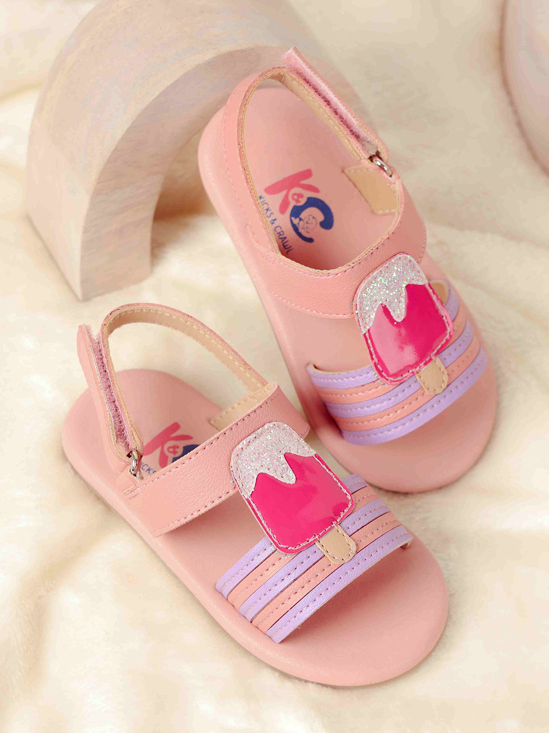 KICKS & CRAWL Girls Hot Pink Candy One Toe Flats