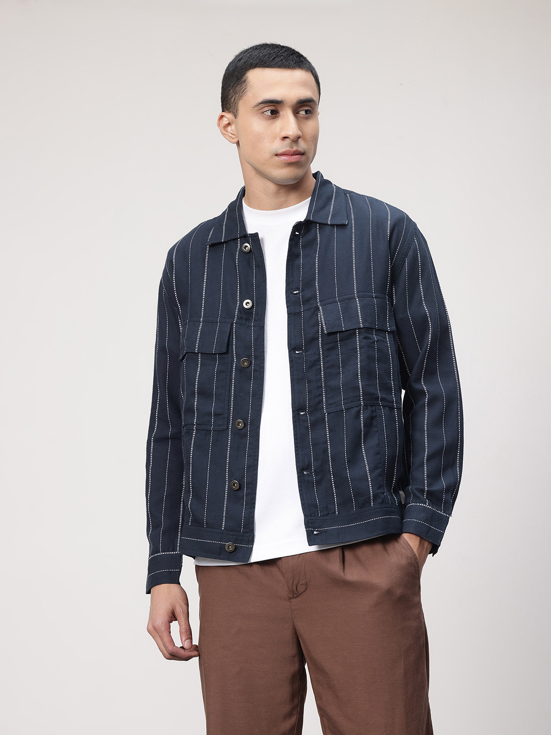 ether Zen Striped Chest Pocket Detail Shirt