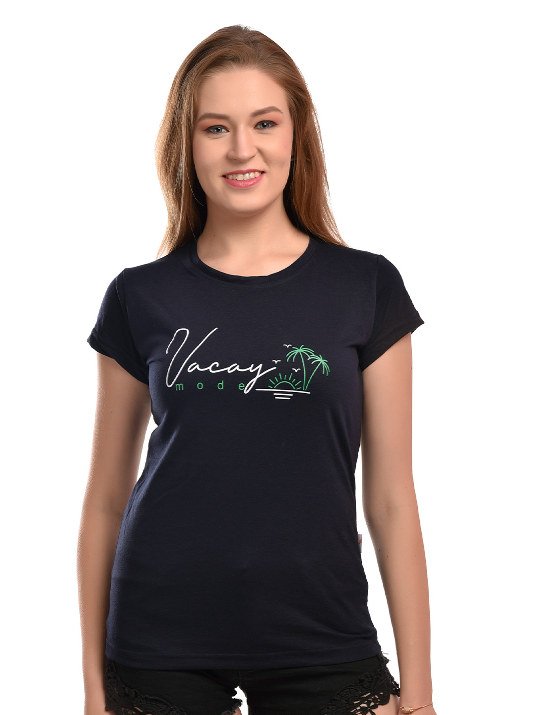 elina Typography Printed Round Neck Cotton T-shirt