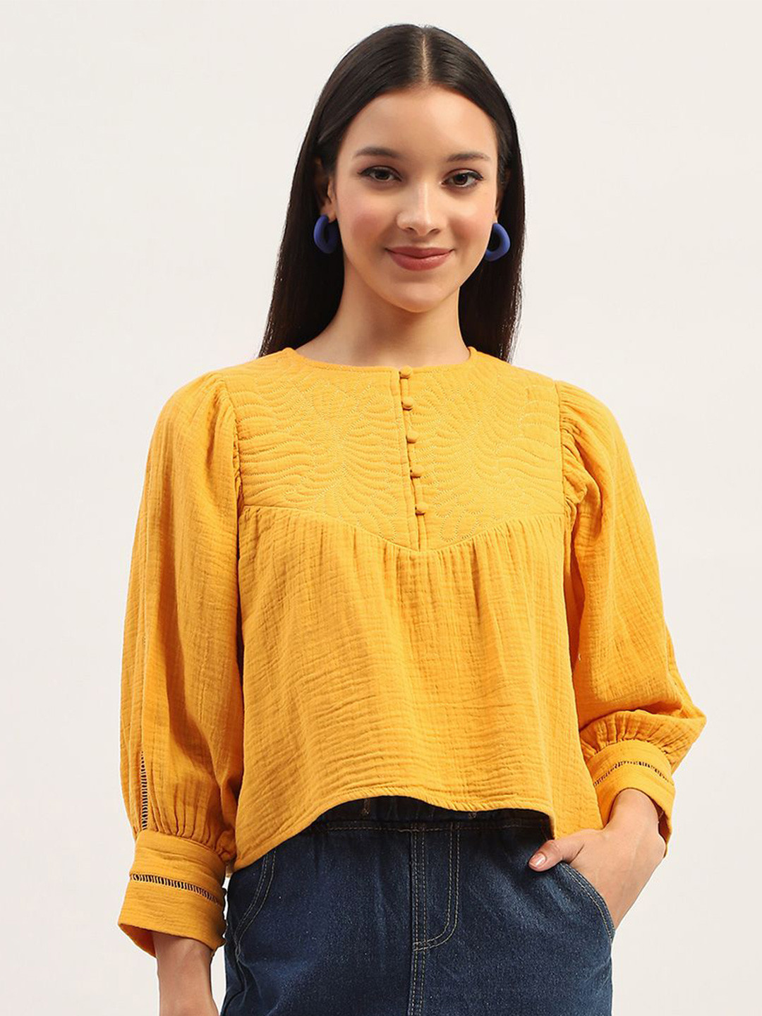 Madame Pure Cotton Round Neck Boxy Top