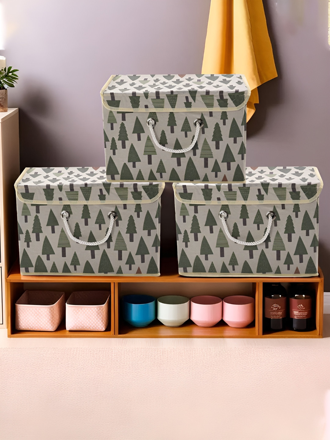 Kuber Industries Cream-Coloured Set of 3 Regular Drawer Organiser Organisers