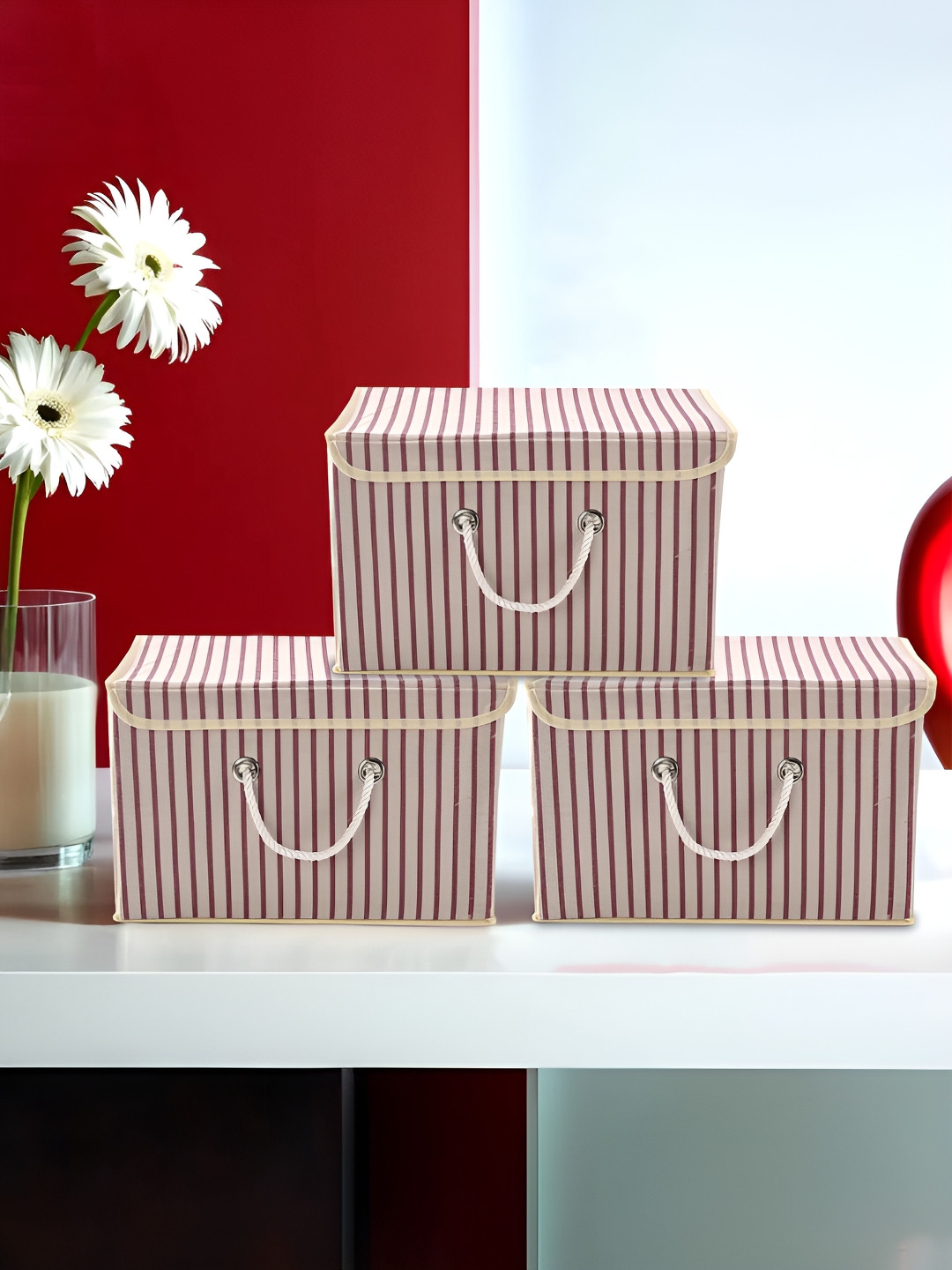 Kuber Industries Cream-Coloured Set of 3 Regular Drawer Organiser Organisers