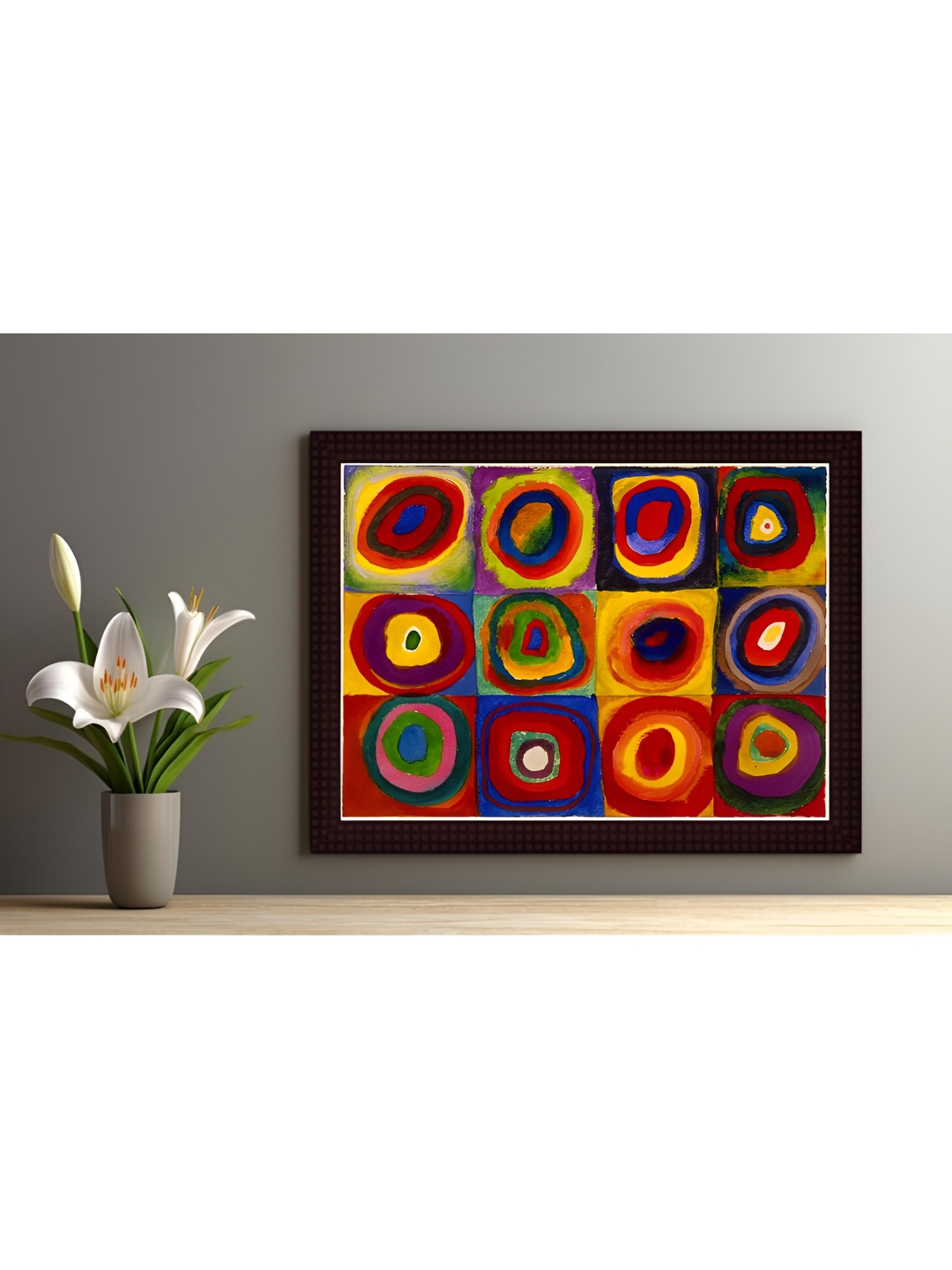 Tamatina Red Synthetic Wood Wall Living Room Rectangle Paintings Wall Art -15.5 x 11.5In