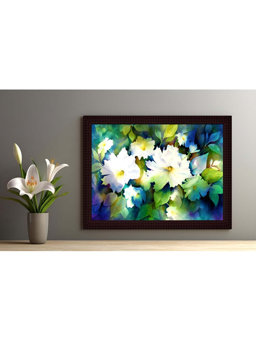 Tamatina Pretty Flowers Synthetic Wood Wall Rectangle Paintings Wall Art -11.5 x 15.5 In