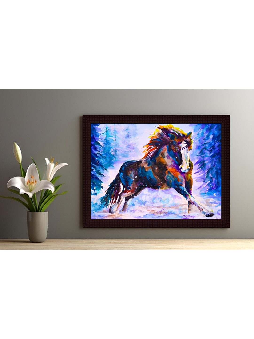 Tamatina Blue & Brown Printed Wooden Framed Wall Art