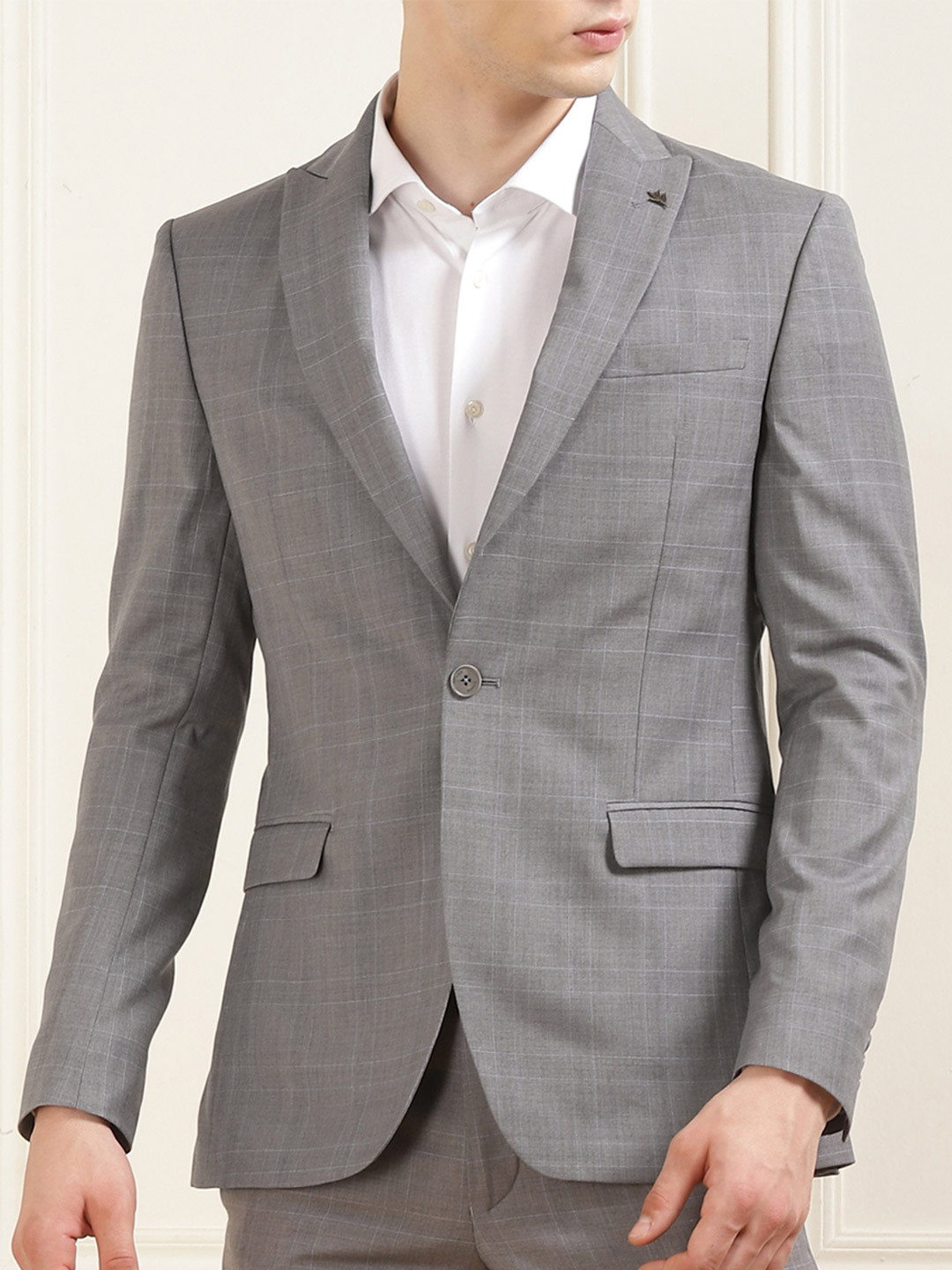 Ted Baker Checked Single-Breasted Notched Lapel Collar Woolen Formal Blazer
