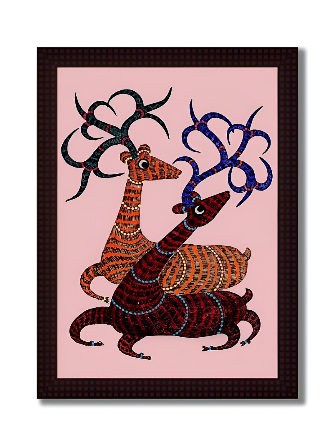 Tamatina Pink & Brown Printed Wooden Framed Wall Art