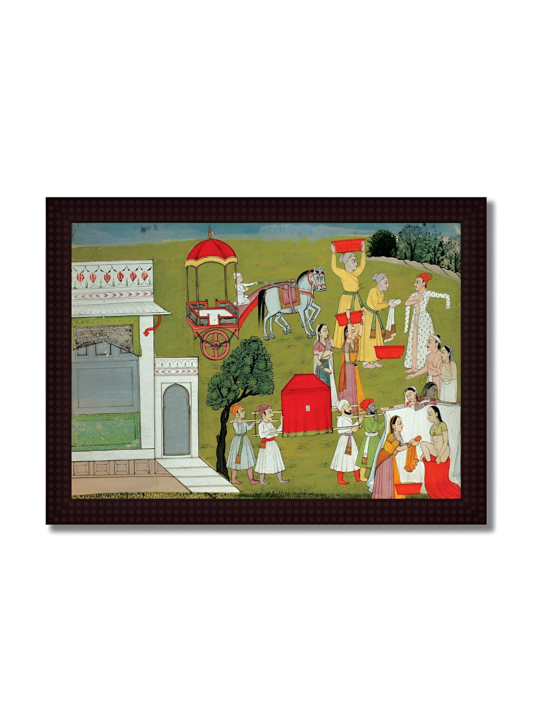 Tamatina Wedding Palki Synthetic Wood Wall Rectangle Paintings Wall Art -11.5 x 15.5In