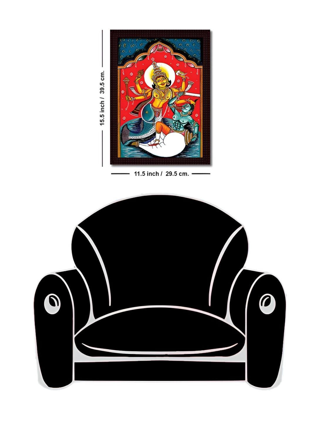 Tamatina Vishnu Avatar Canvas Wall Rectangle Paintings Wall Art -15.5 x 11.5 In