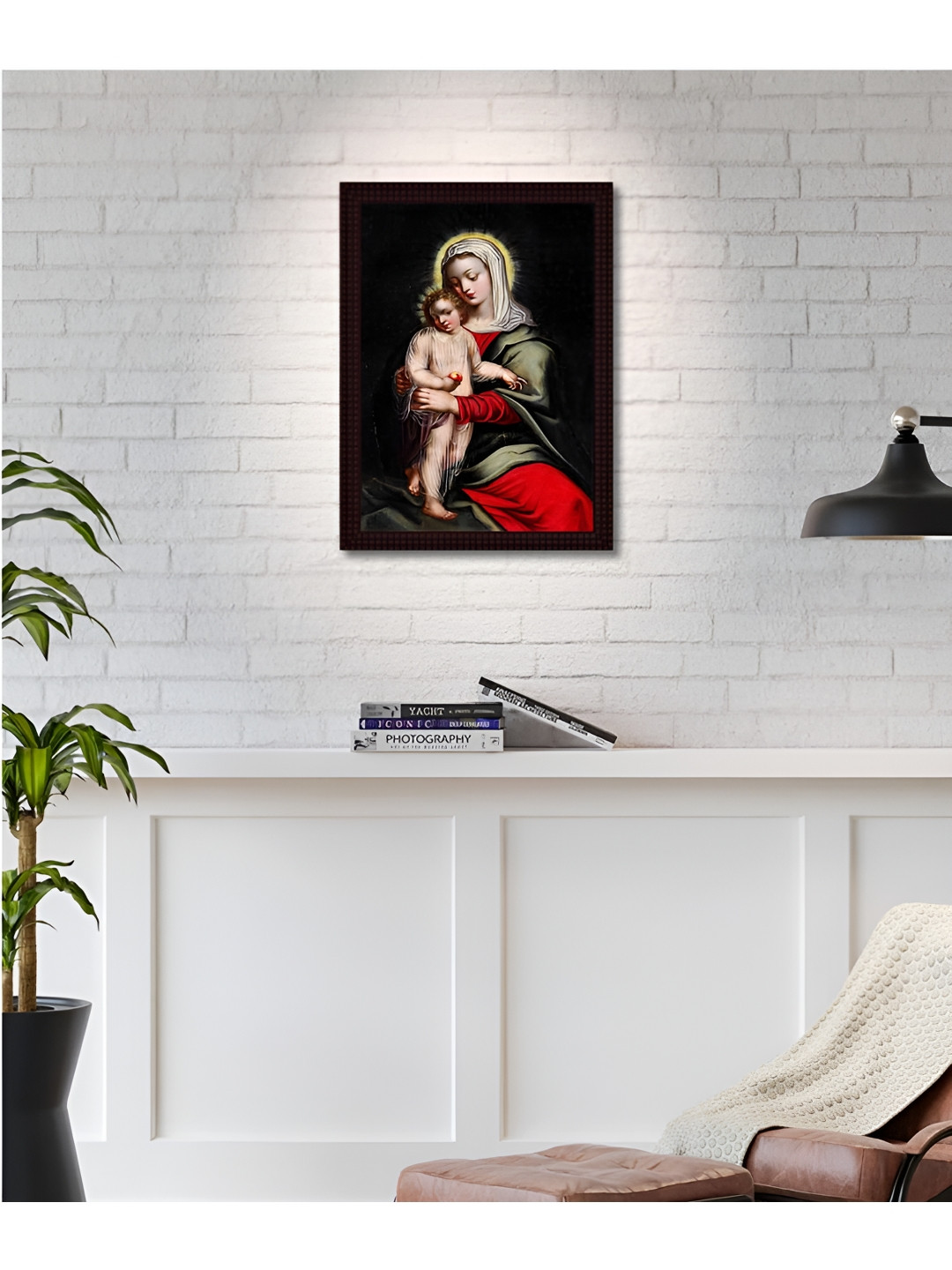 Tamatina Mother Mary & Baby Jesus Canvas Wall Rectangle Paintings Wall Art -15.5x11.5In