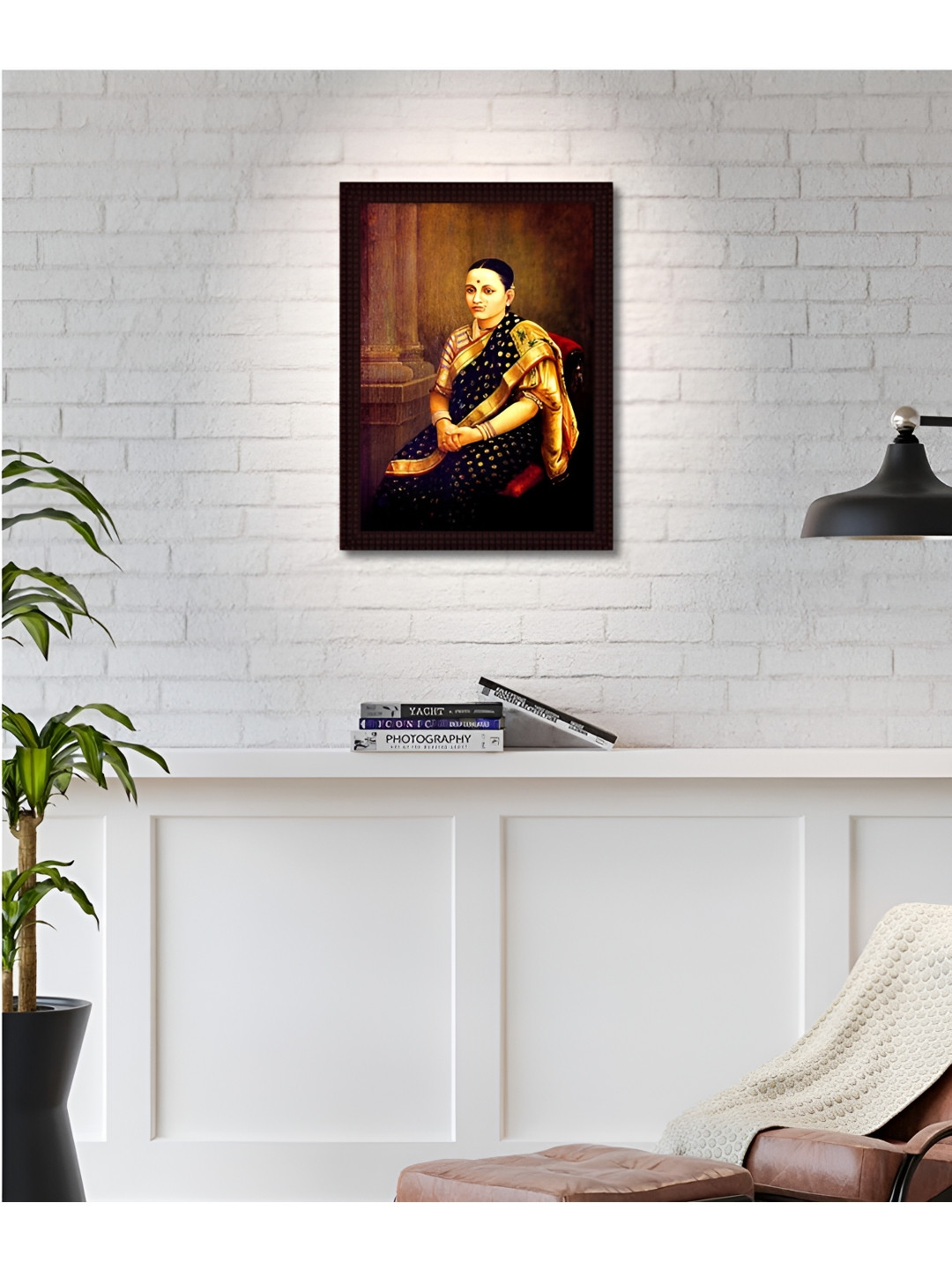 Tamatina Portrait Of A Lady Synthetic Wood Wall Rectangle Paintings Wall Art-15.5x11.5 In