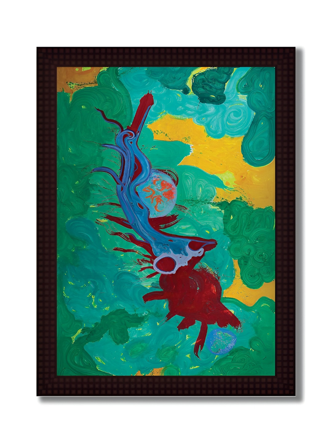 Tamatina Green Synthetic Wood Wall Living Room Rectangle Paintings Wall Art -15.5 x 11.5In