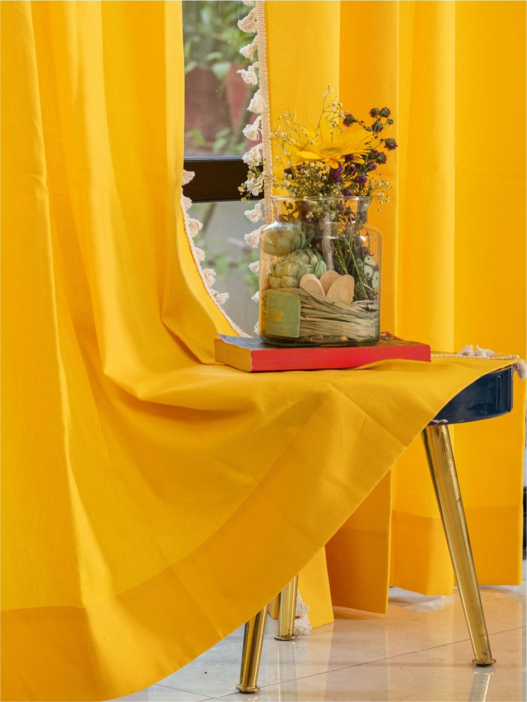 URBAN SPACE Yellow Long Door Curtain
