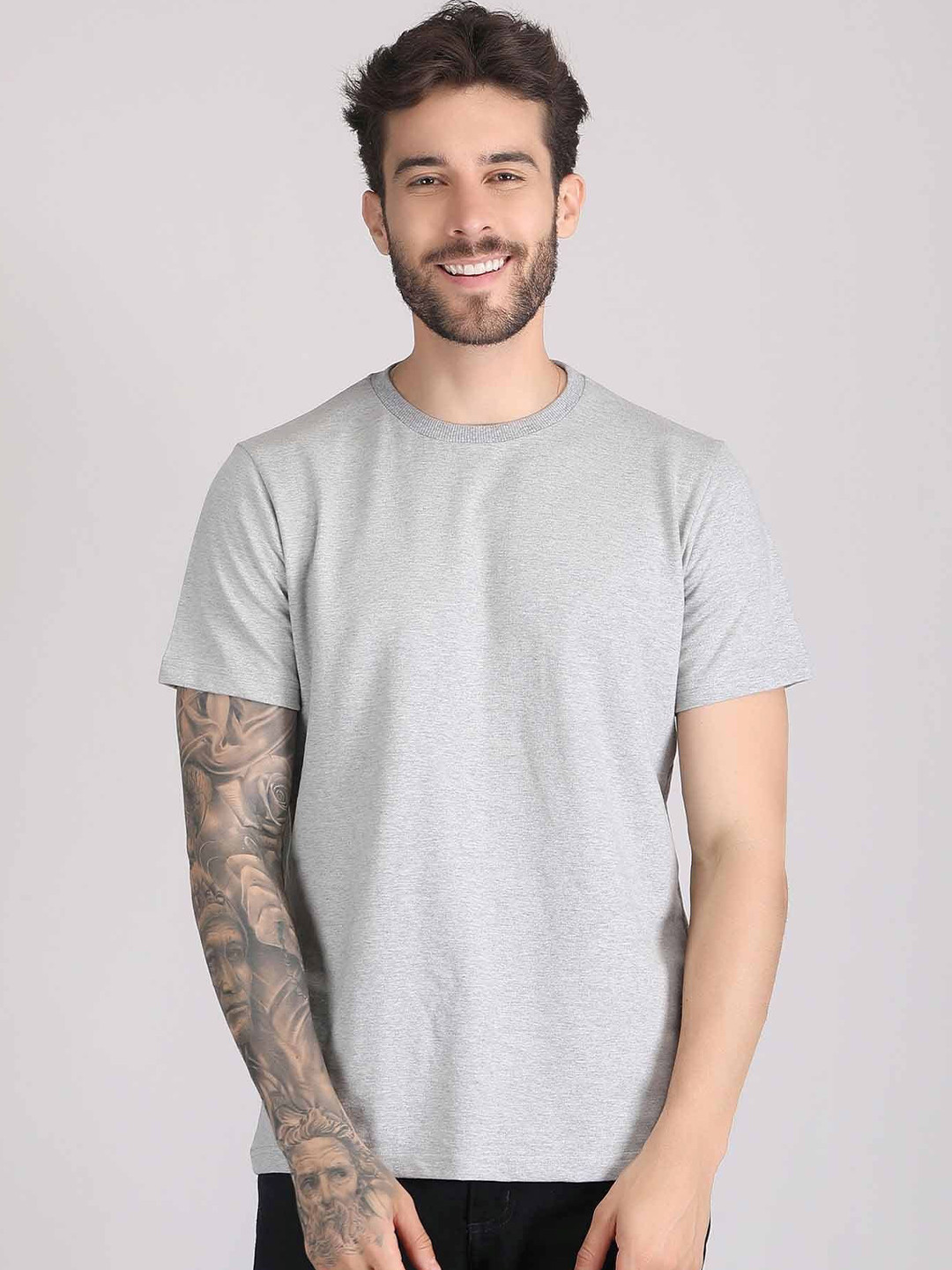 Raxedo Men Half Sleeve Summer Plain Tshirt Casual Solid Cotton Round Neck Oversized Fit T-shirt