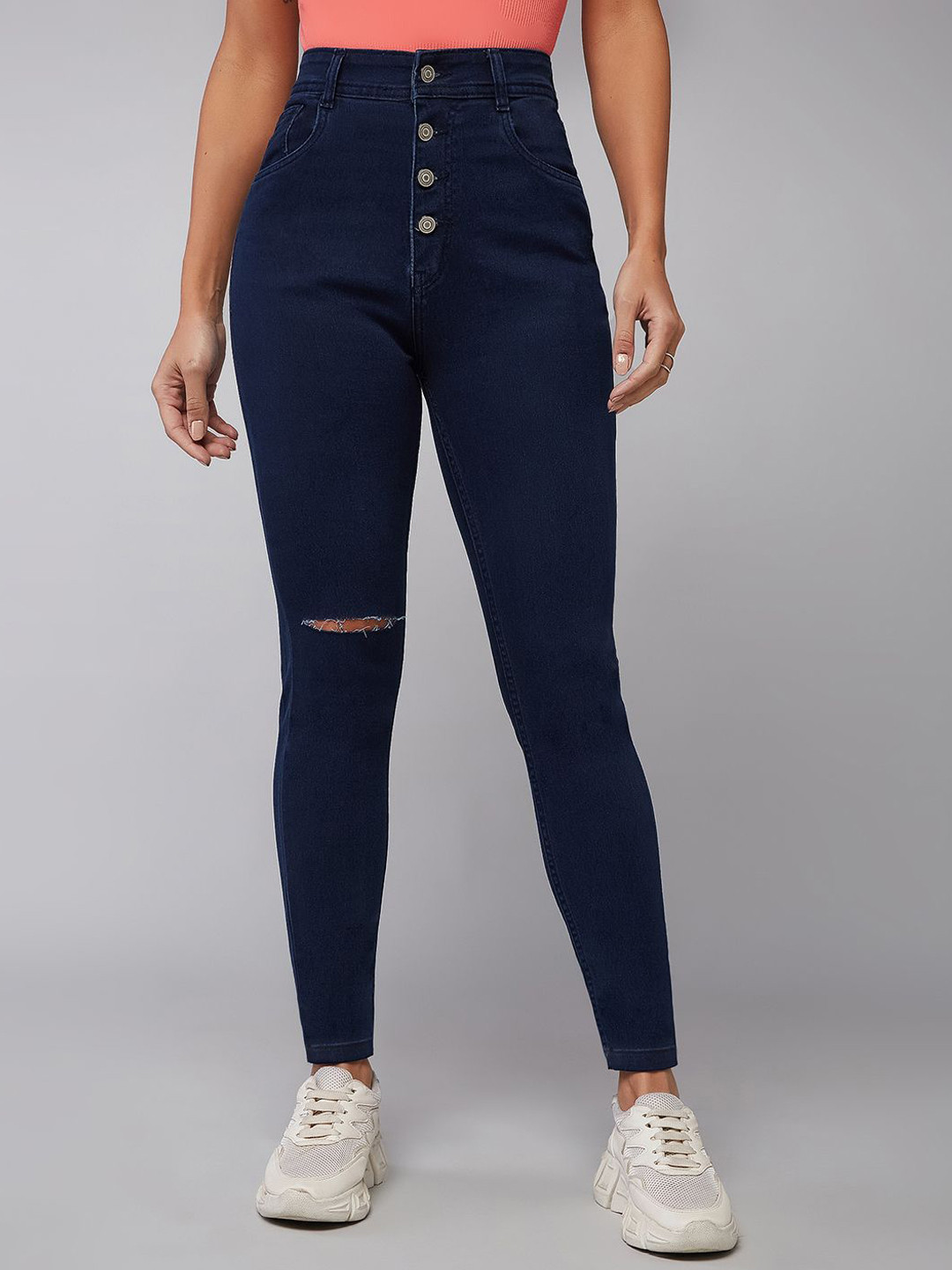 The Roadster Lifestyle Co No Fade Skinny Fit Stretchable Jeans