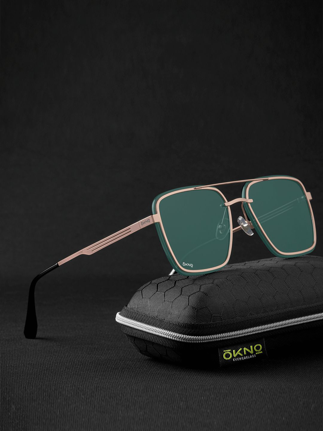 OKNO Polarised and UV Protected Lens Unisex Metal Green Square Sunglasses