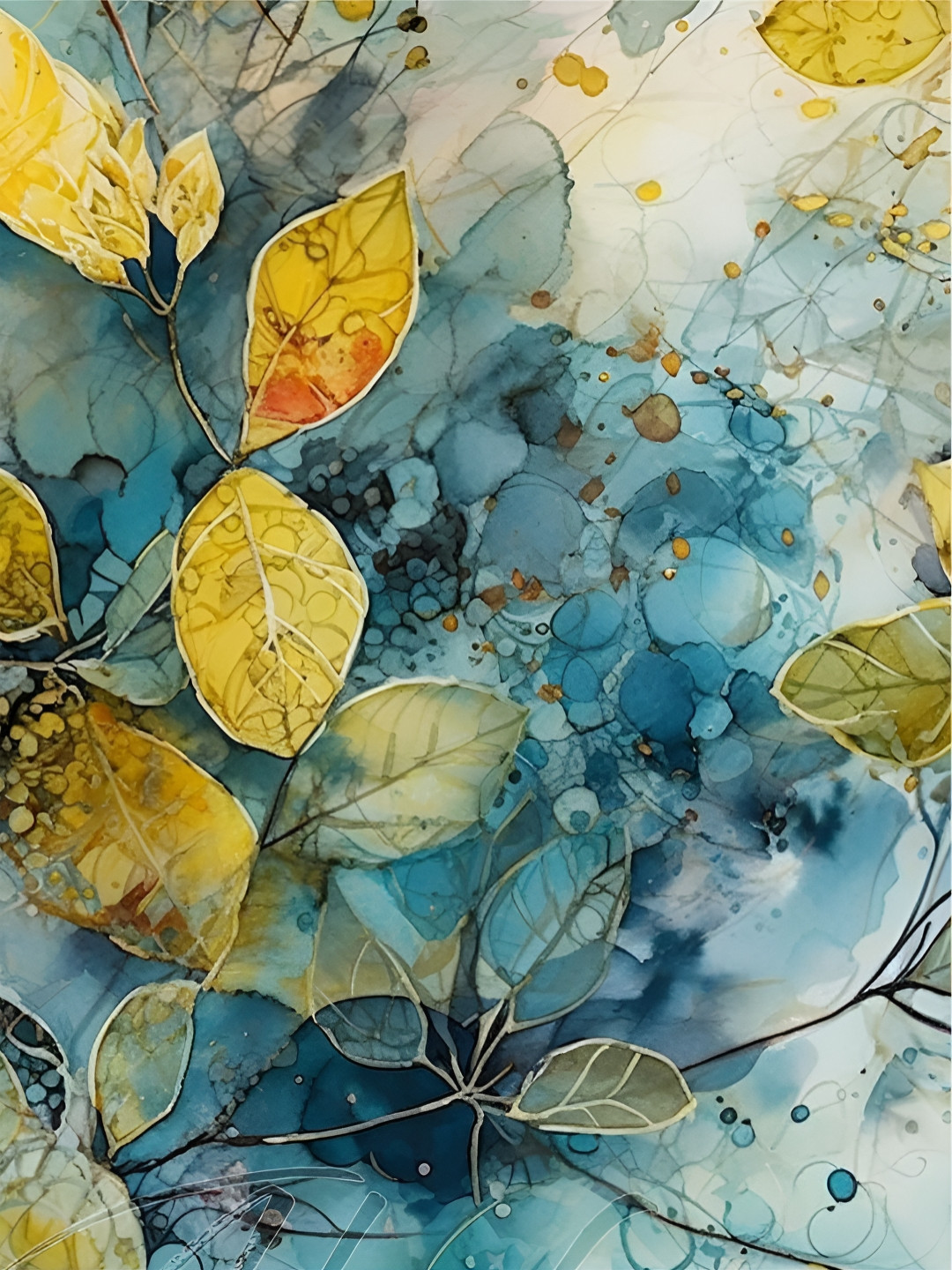 Aura Yellow & Blue Printed Self-Adhesive Wall Sicker