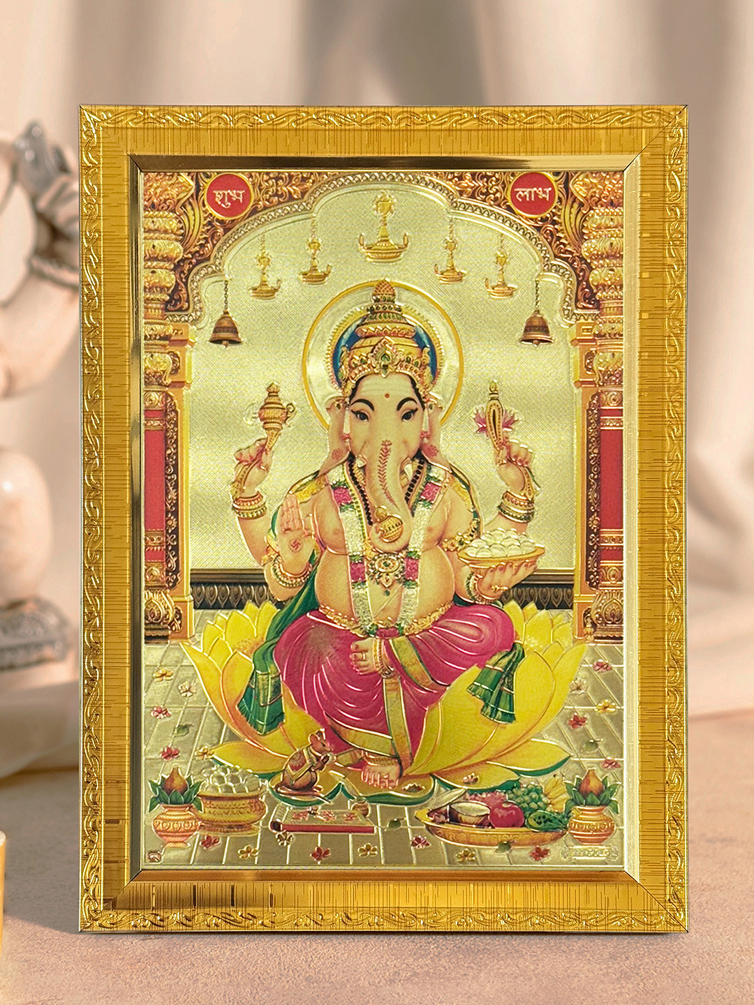 Art Street Ganesh Ji Wood Table Top Rectangle Photographs Wall Art - 8 x 6In