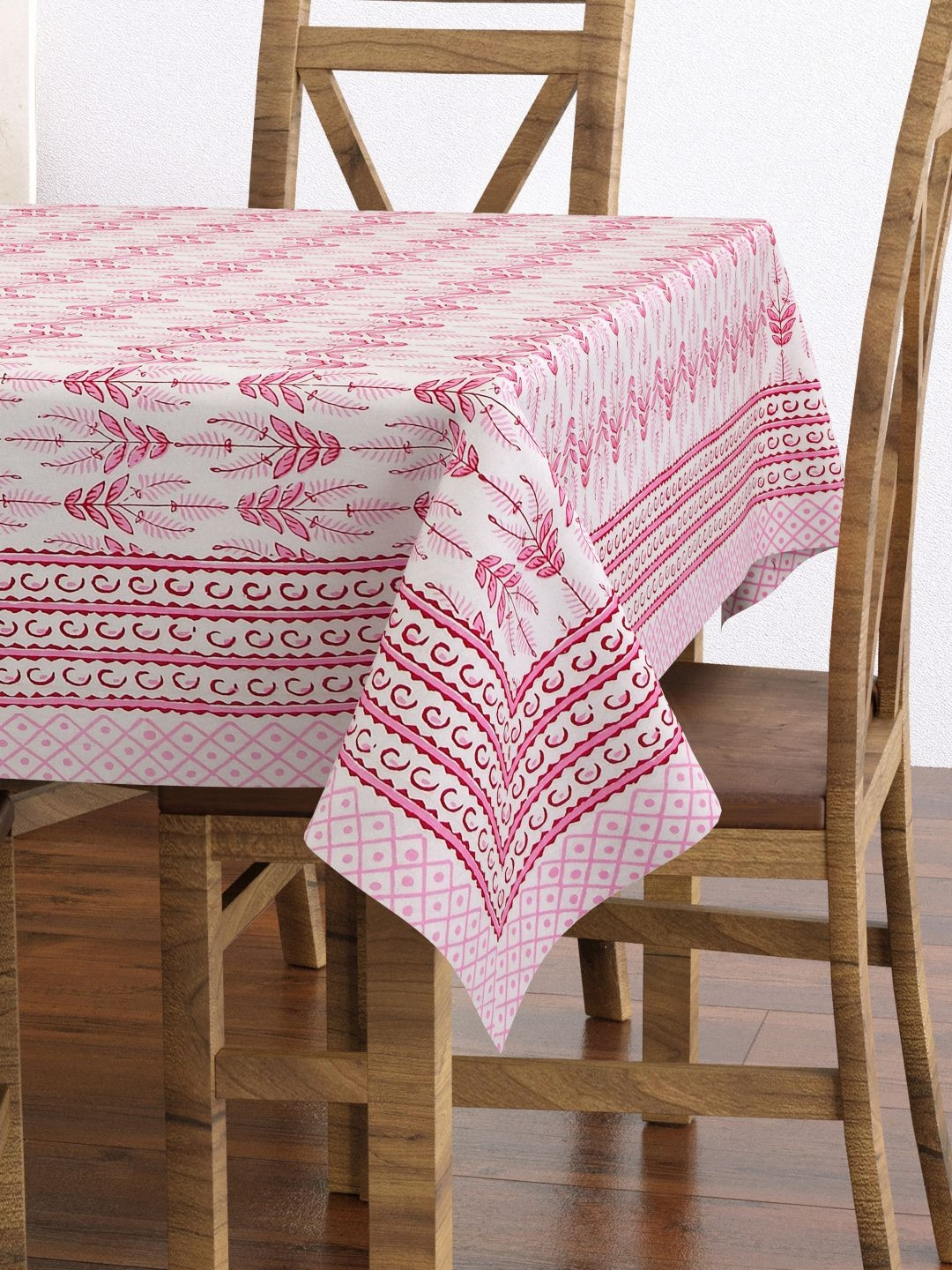 BLOCKS OF INDIA Maroon Ethnic Motifs Cotton 6-Seater Table Cover