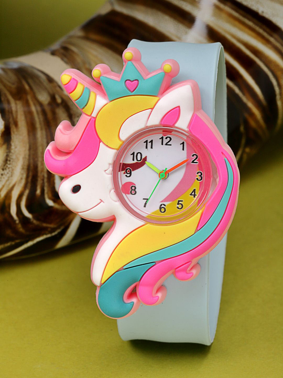 Stoln Girls Pink and Blue Unicorn Shaped Dial Analog Watch