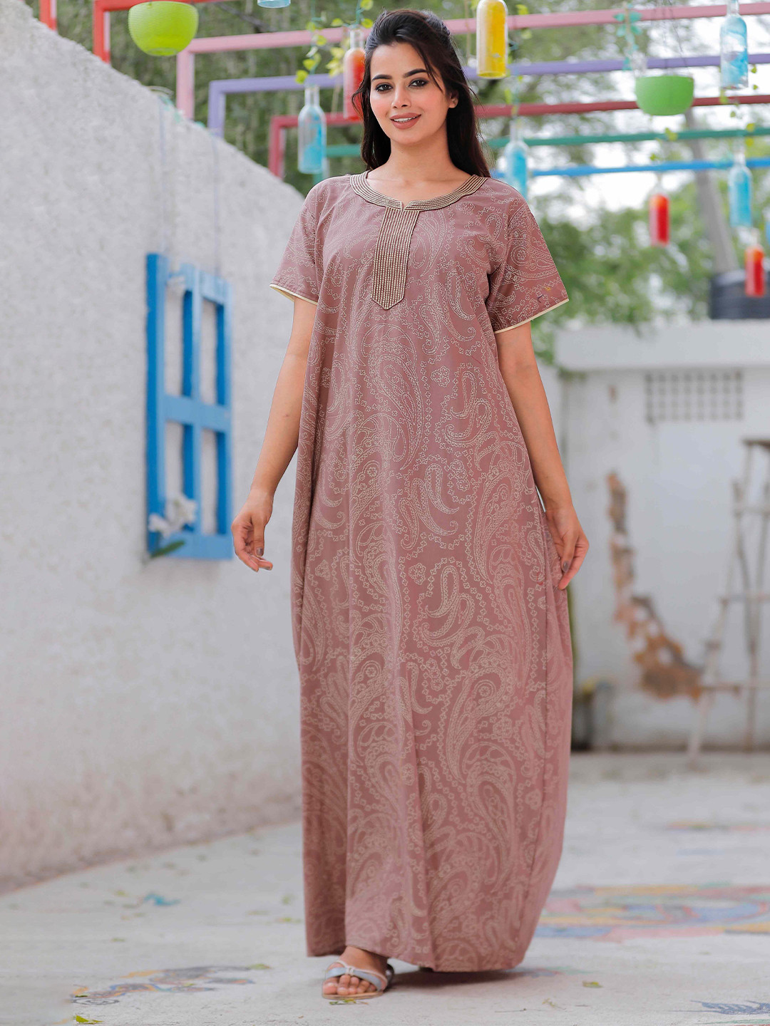 G4Girl Cotton Printed Long Nightdress