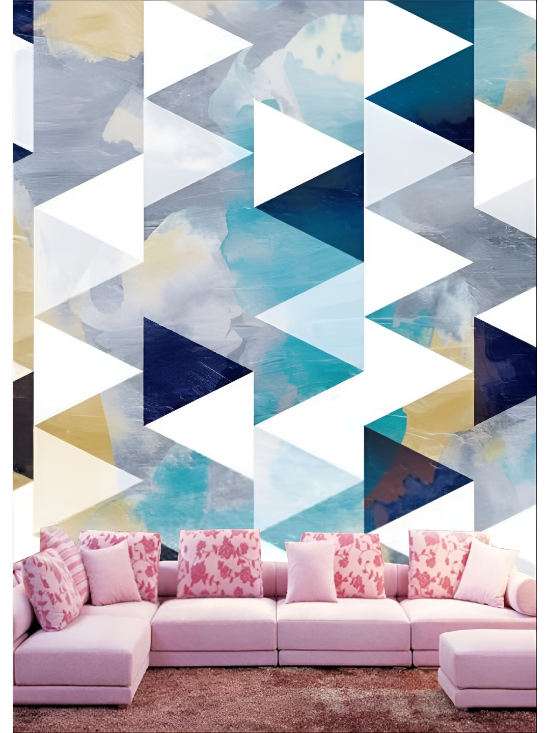 Aura White & Green 3D Colorblocked Self Adhesive Wall Sticker