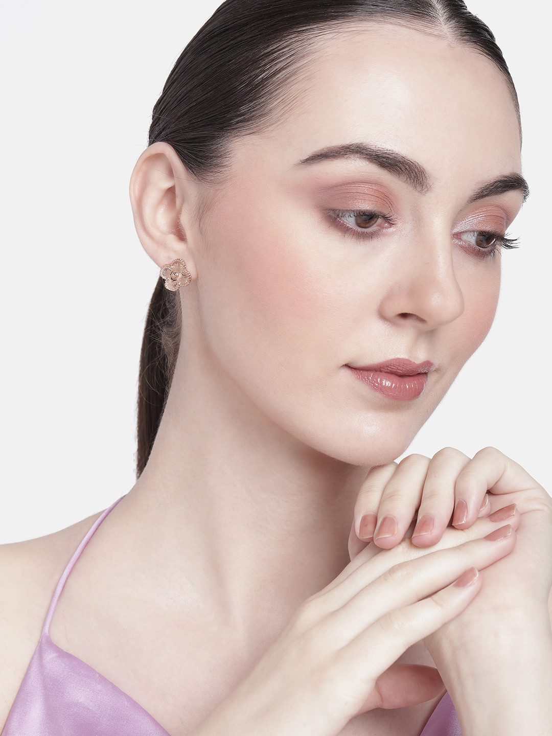 Estele Rose Gold-Pated Floral Studs