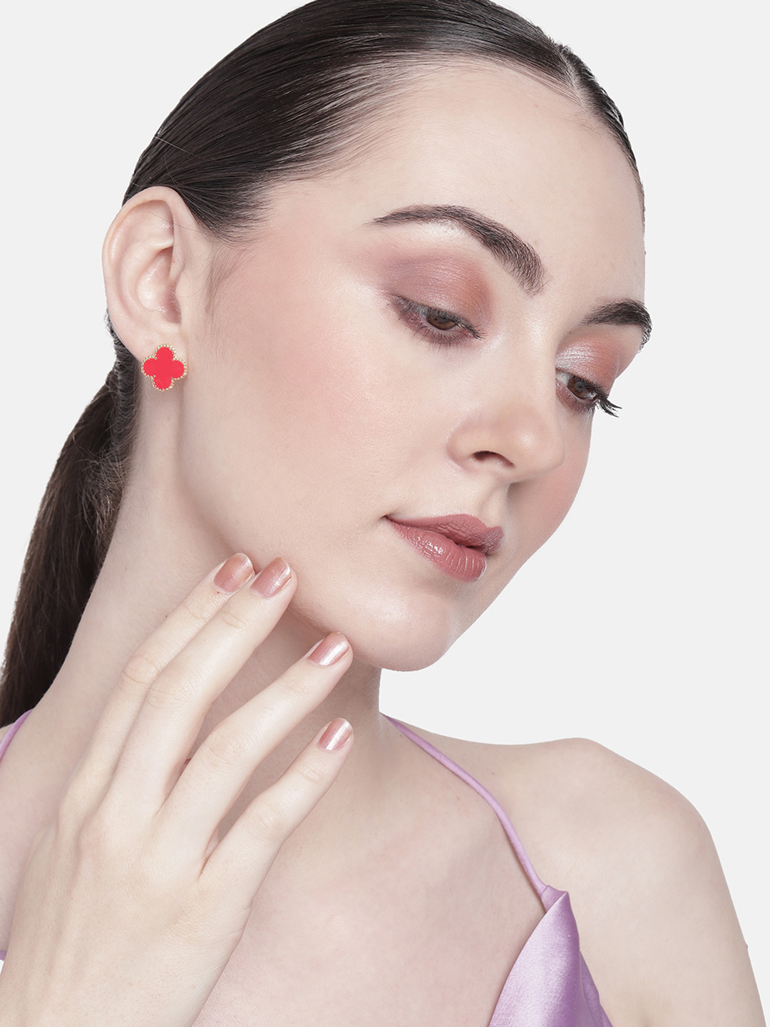 Estele Gold-Pated Floral Studs
