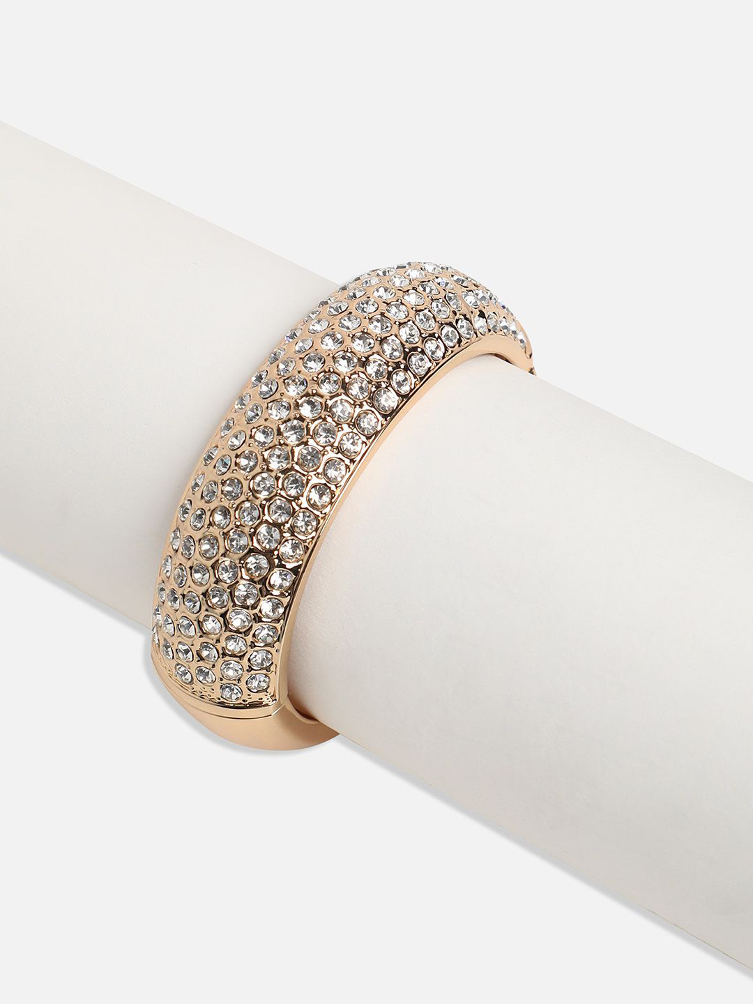 SOHI Gold-Plated Stones Studded Bling Cluster Cuff Bracelet